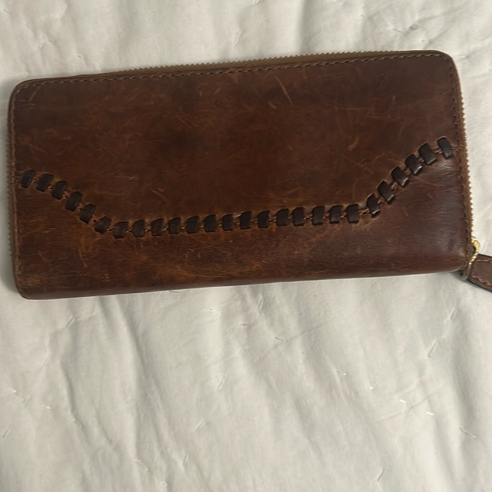 Frye zip around wallet